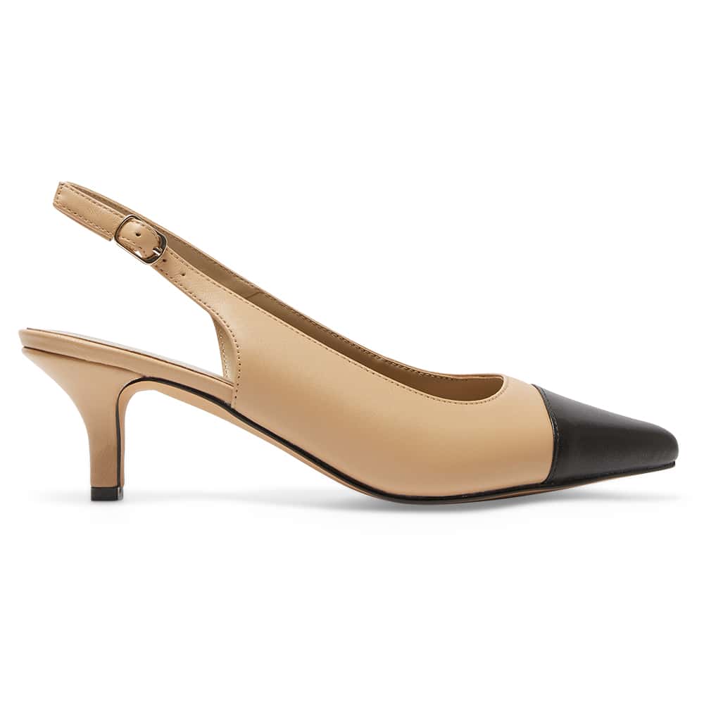 Madame Heel in Black And Camel Leather