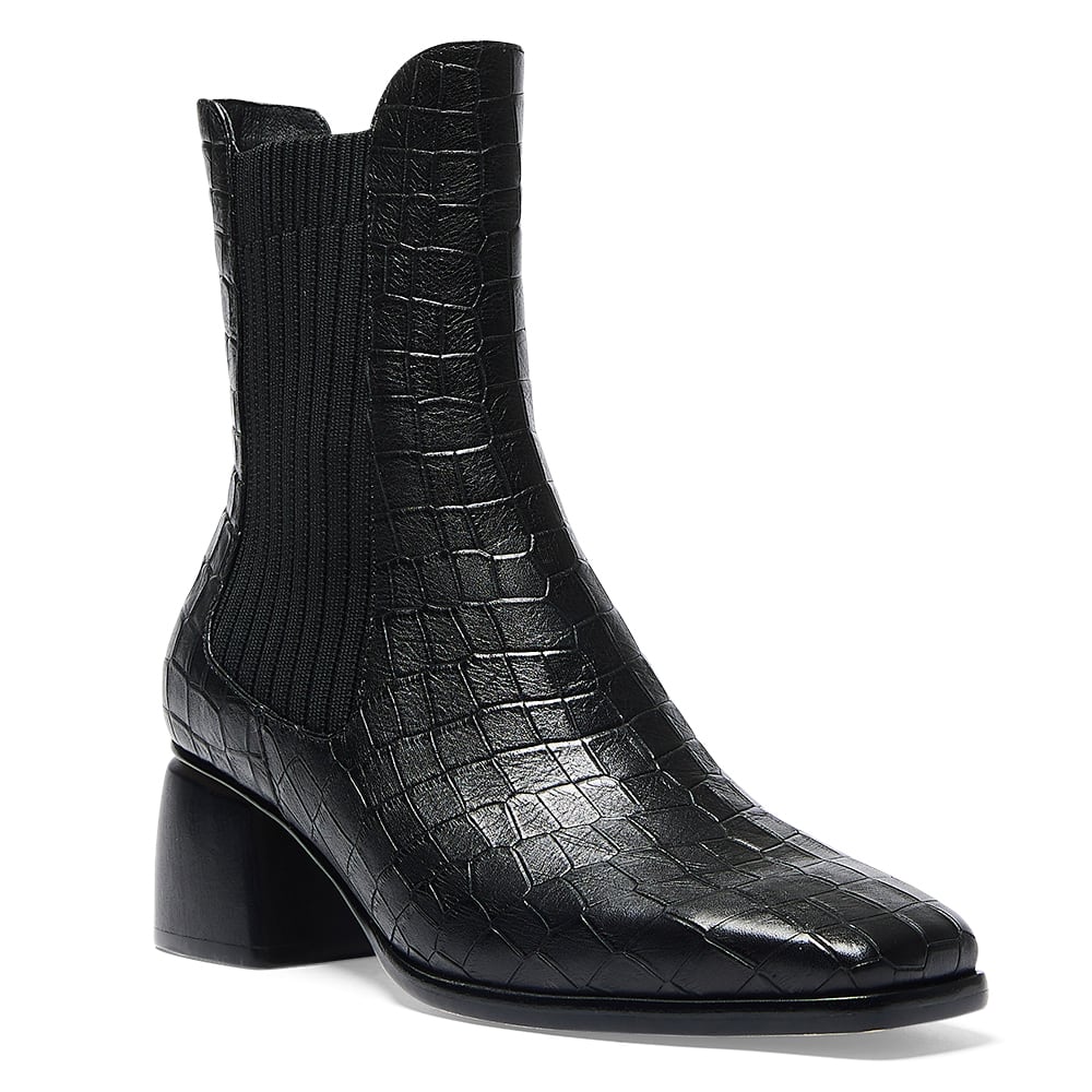 Pedro Boot in Black Croc Leather