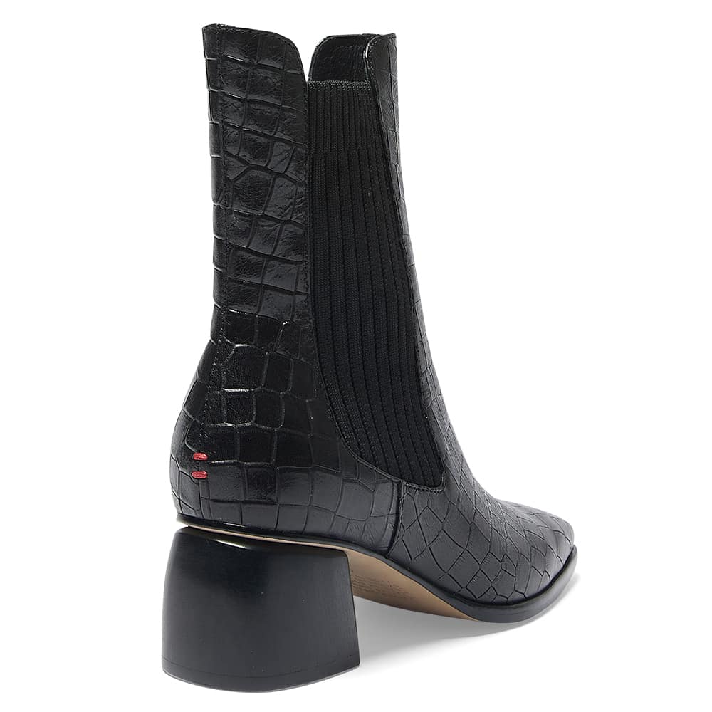 Pedro Boot in Black Croc Leather