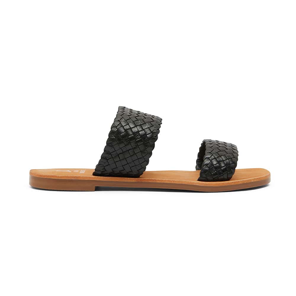 Tora Slide in Black Leather