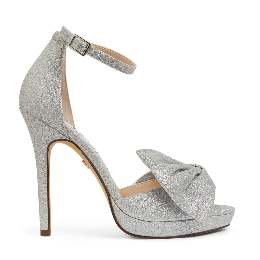 Flosie Heel in Silver Glitter