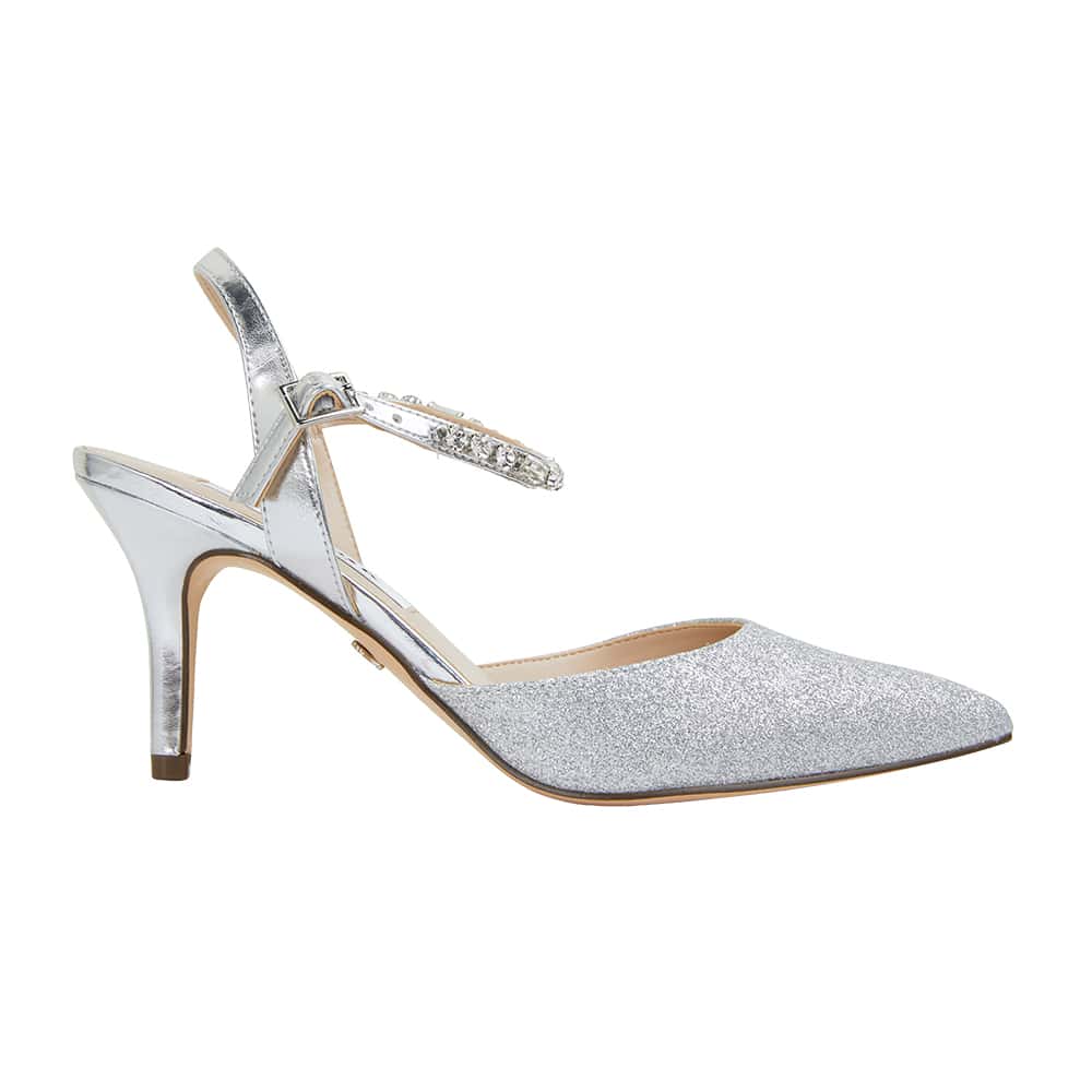 Tonya Heel in Silver Glitter | Alan Pinkus | Shoe HQ