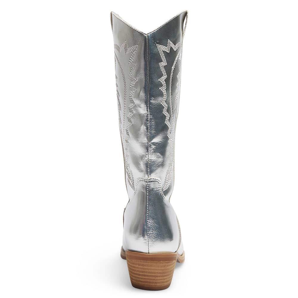 Cowboy Boot in Silver Metallic