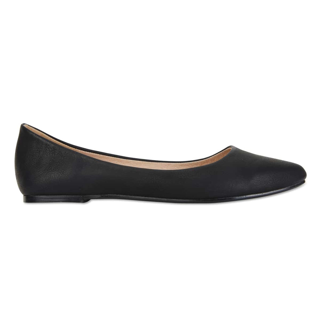 Reuben Flat in Black Synthetic | Ravella | Shoe HQ