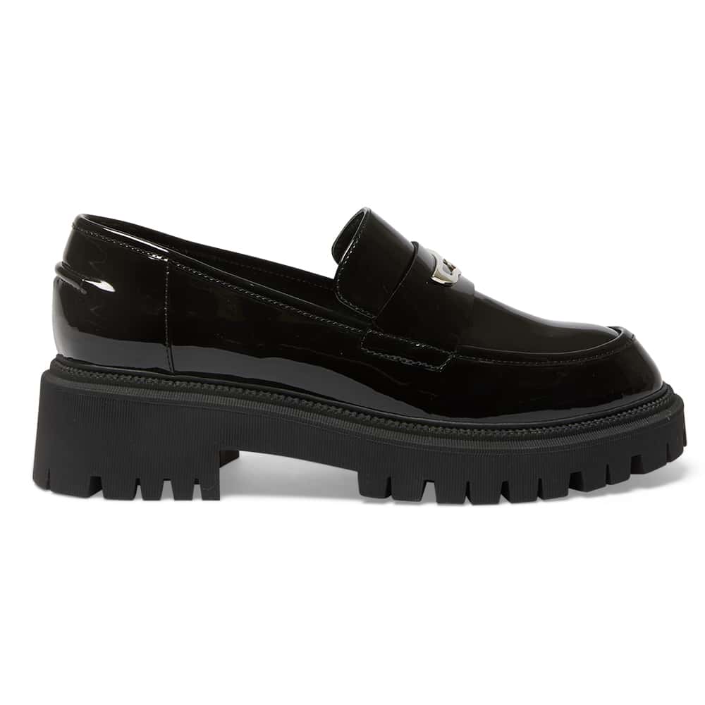 Black patent leather penny loafers Women, Simons