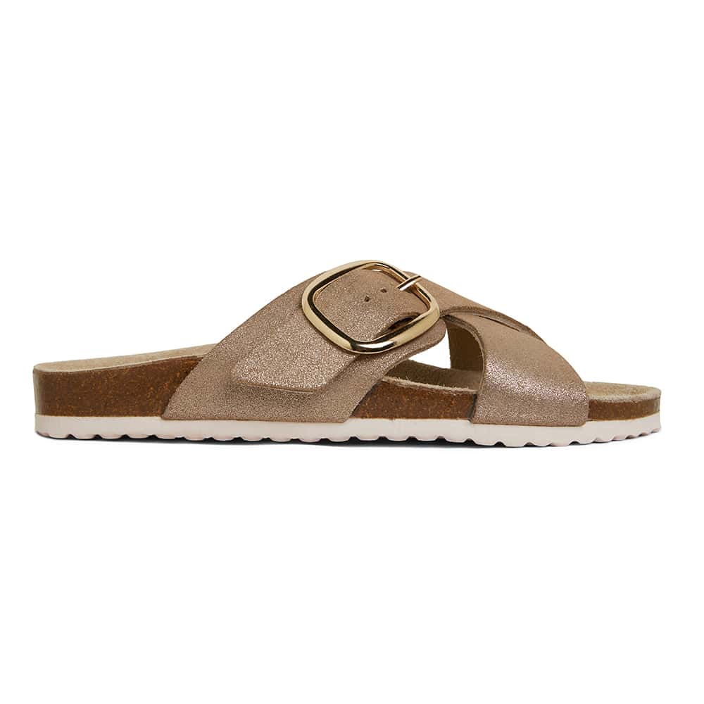 Siena big buckle discount slide sandal rose gold