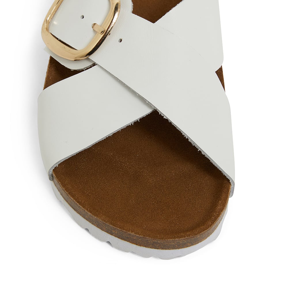 Fiji Slide in White Leather Sandler Shoe HQ