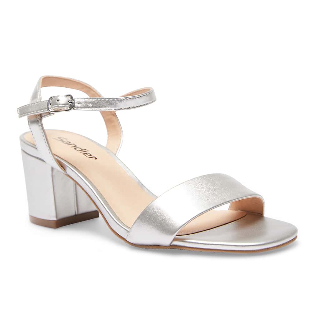 Heather Heel in Silver Leather | Sandler | Shoe HQ