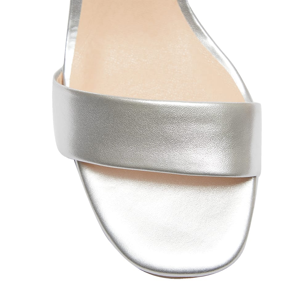 Heather Heel in Silver Metallic Leather