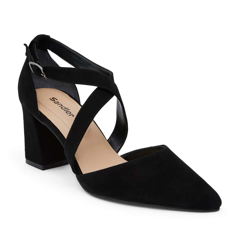 Kara Heel in Black Suede | Sandler | Shoe HQ