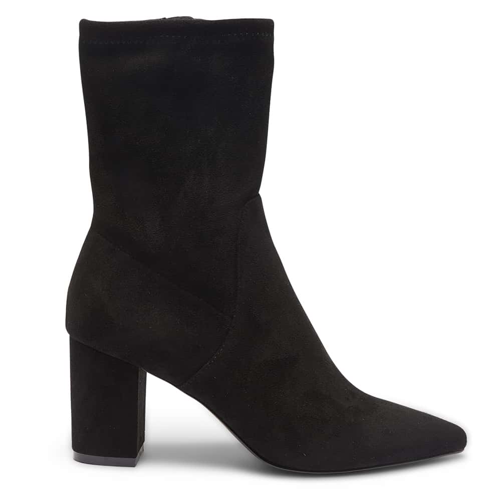 Karly Boot in Black Stretch Suede Look