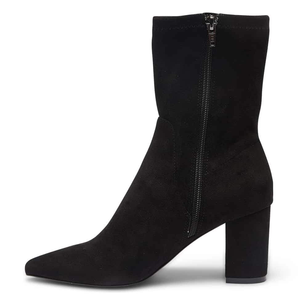 Karly Boot in Black Stretch Suede Look