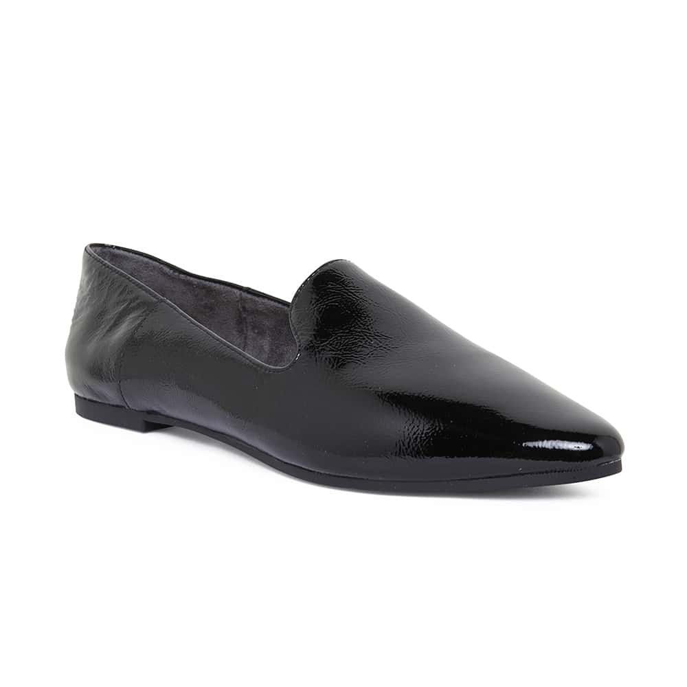 Liana Flat in Black Patent | Sandler | Shoe HQ