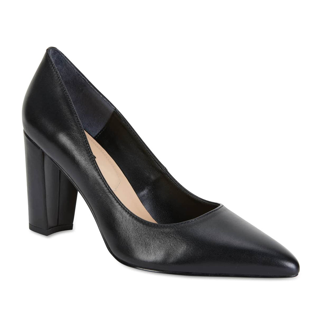 Lyric Heel in Black Leather | Sandler | Shoe HQ