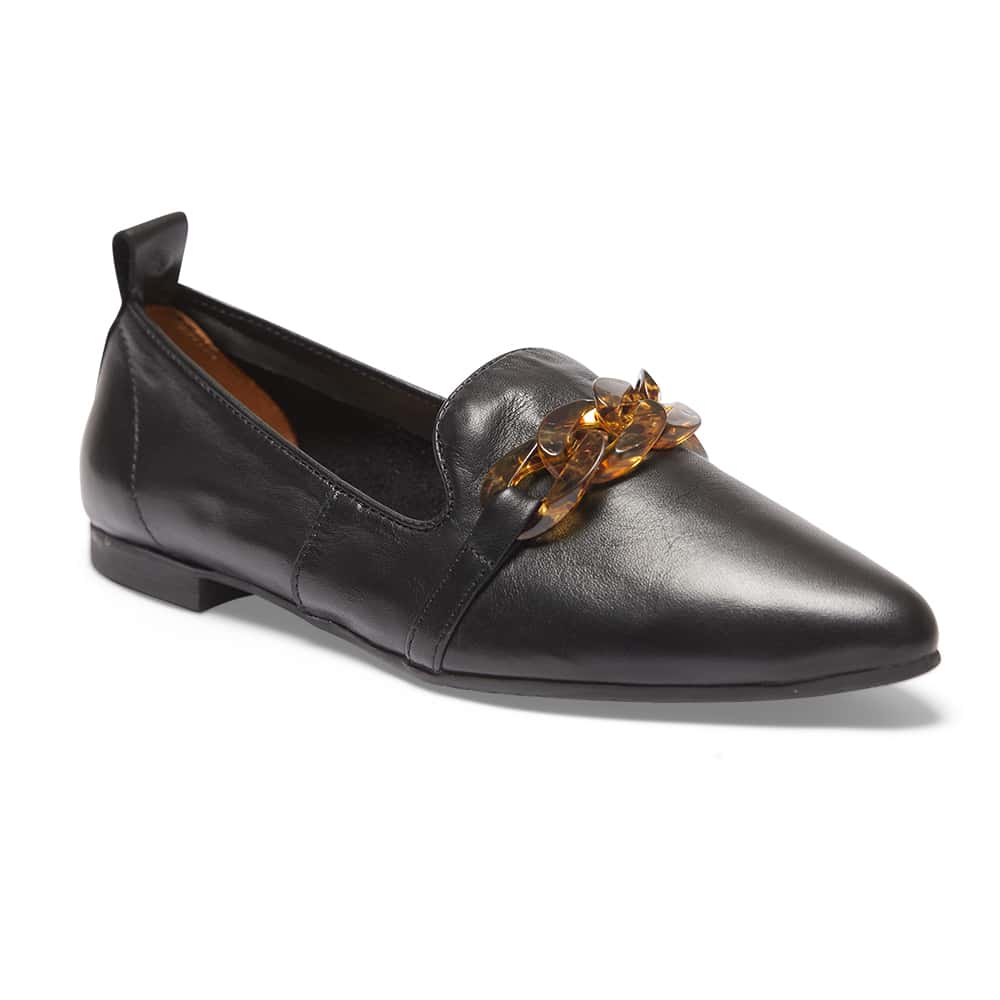 Nelly Flat in Black Leather | Sandler | Shoe HQ