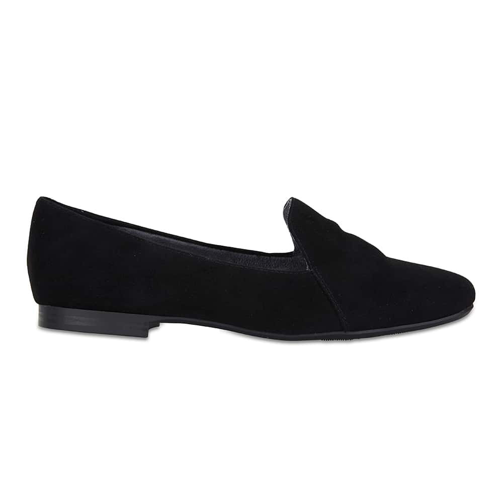 Castle Flat in Black Suede