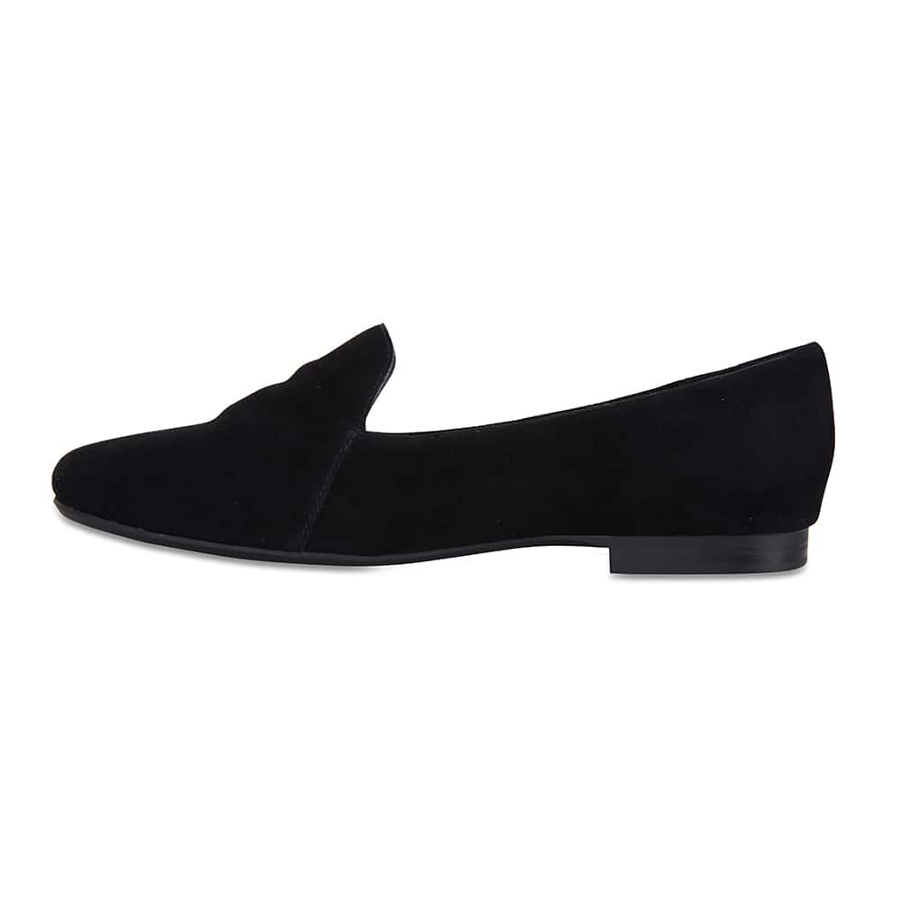 Castle Flat in Black Suede