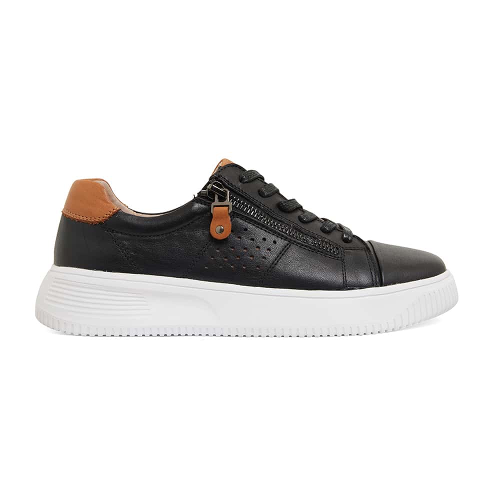 Novella Sneaker in Black & Tan Leather | Wide Steps | Shoe HQ