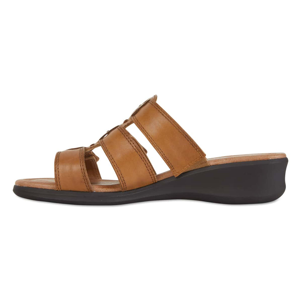 Pamela Sandal in Cognac Leather | Wide Steps | Shoe HQ